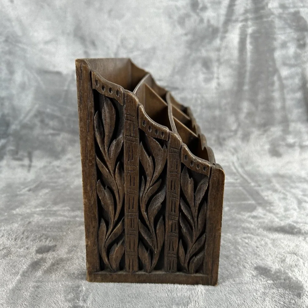 Vintage Lerner Faux-Wood Letter Holder Desk Top Organizer Boho Chic Cottagecore